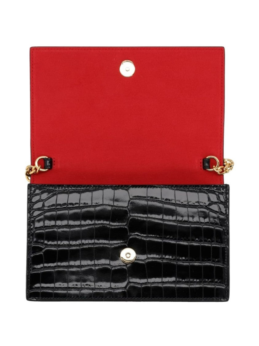 Alexander Mcqueen Embossed Crocodile-Effect Leather Shoulder Bag