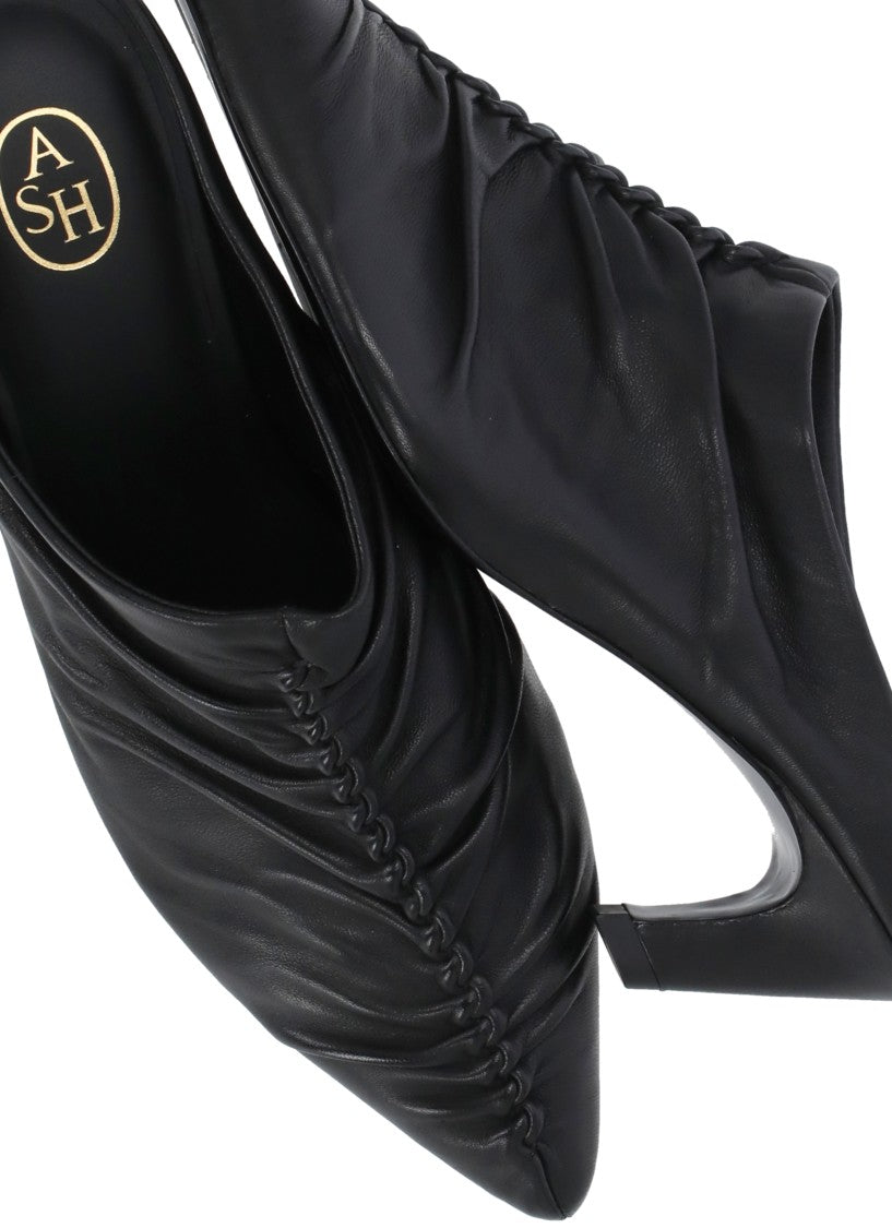 Ash Black Viva Draped Leather Sabot