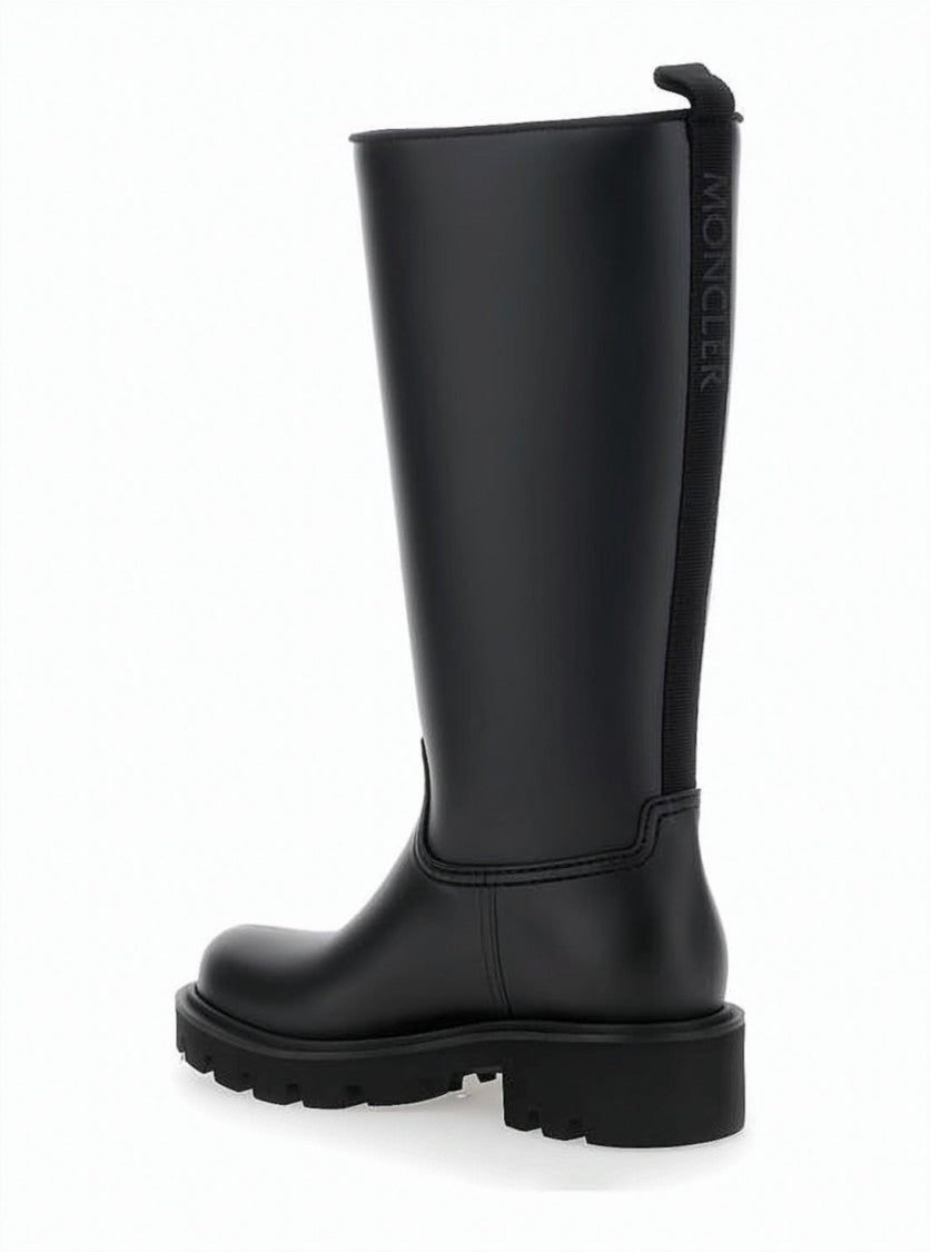 Moncler Mid-Calf Matte Finish Rain Boots With Chunky Lug Sole