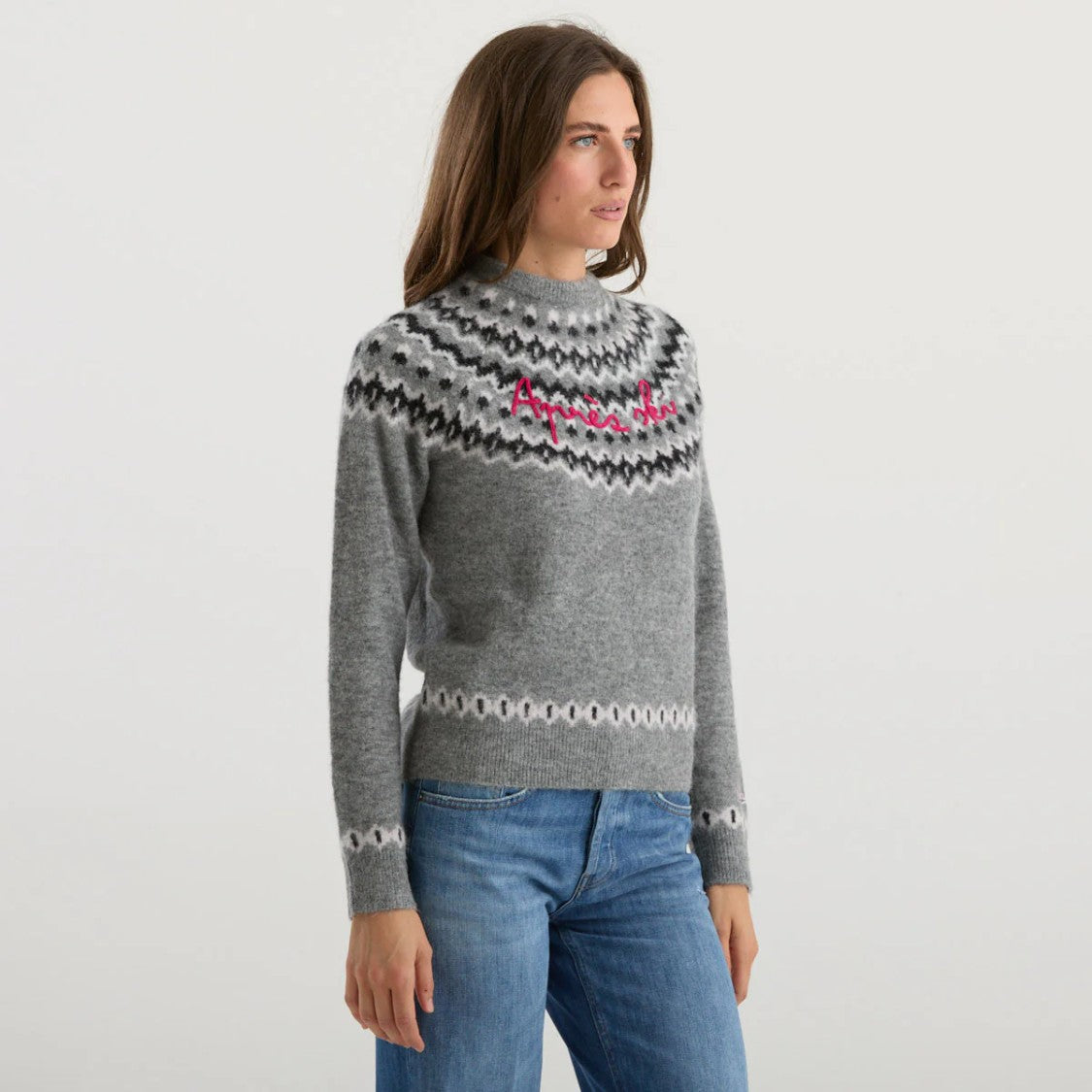 Mc2 Saint Barth Nordic Knit Sweatshirt With Embroidered Script Detail