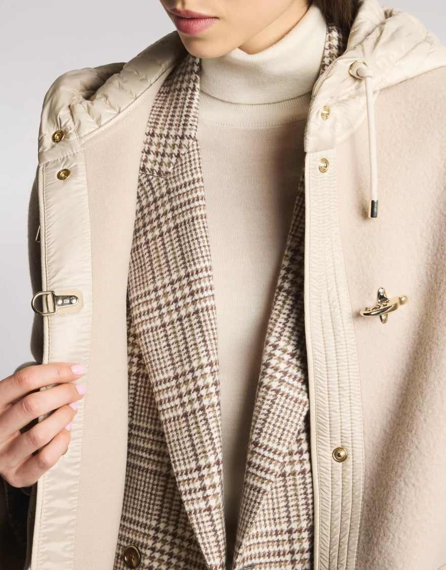 Fay Bimaterial Caban With Hood And Toggle Closure