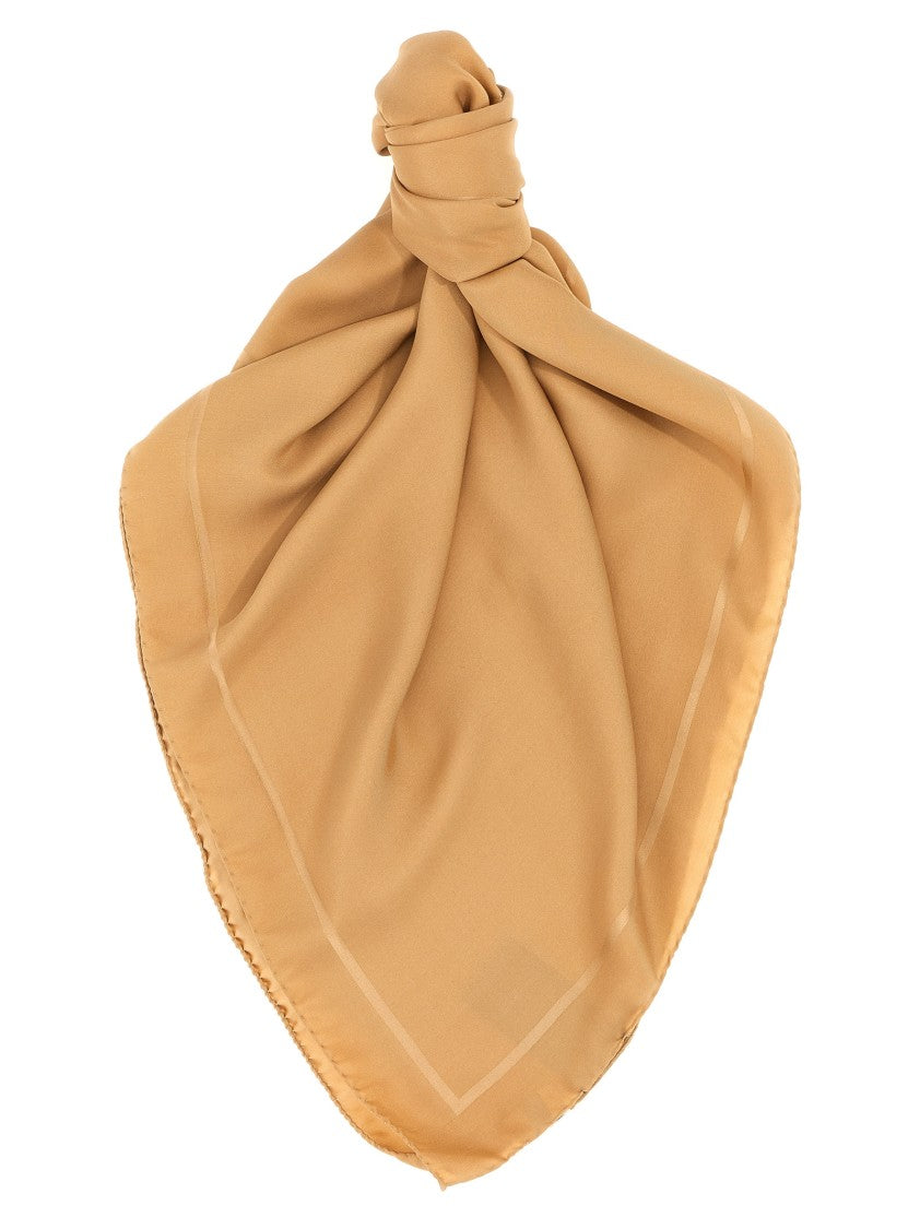 Saint Laurent Silk Charmeuse Cassandre Scarf With Jacquard Logo