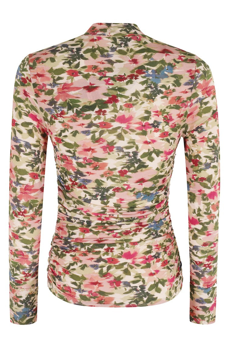 Farm Rio Ikat Tiny Flowers Fitted Long-Sleeve Top