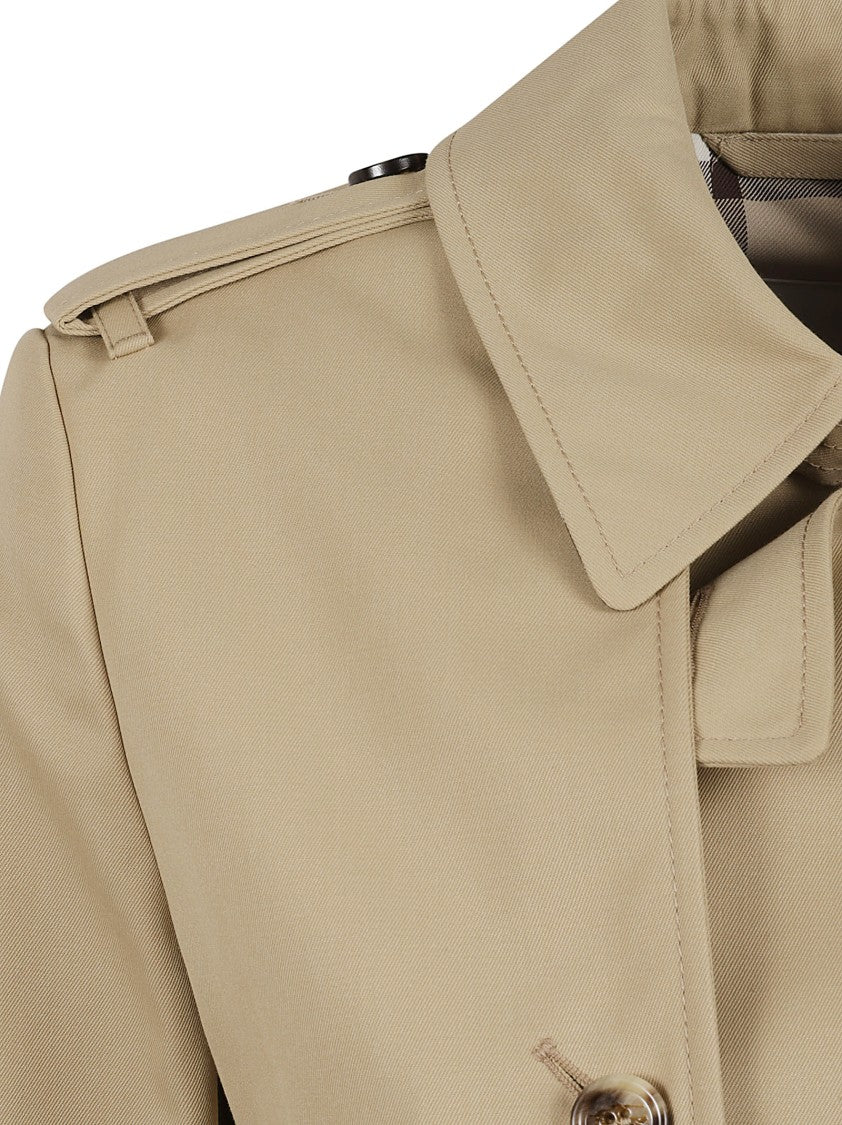 Burberry Double-Breasted Beige Coat With Structured Collar