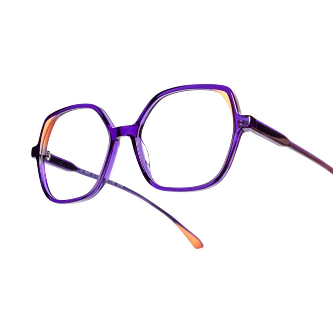 Xavier Garcia Design Apis C-3 Geometric Hexagonal Frame Eyeglasses With Vibrant Accents