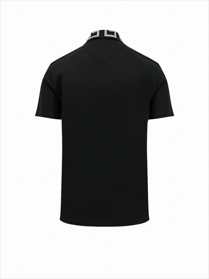 Versace Polo Shirt With Geometric Collar Detail