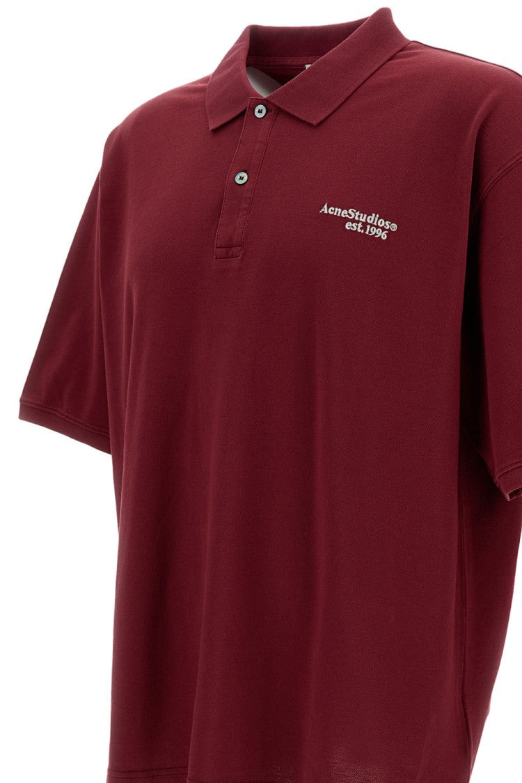 Acne Studios Cropped Burgundy Polo Shirt With Classic Collar