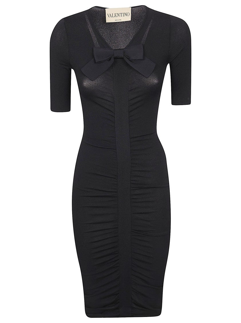 Valentino Garavani Knee-Length Fitted Knit Dress With Bow Detail