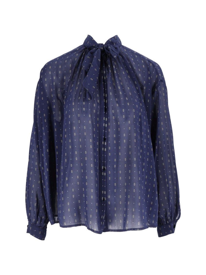 Forte Forte Bow Detail Printed Voile Blouse