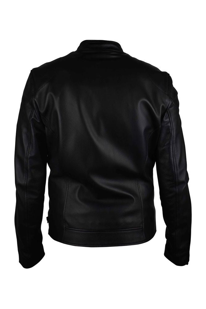 Philipp Plein Black Grained Leather Biker Jacket