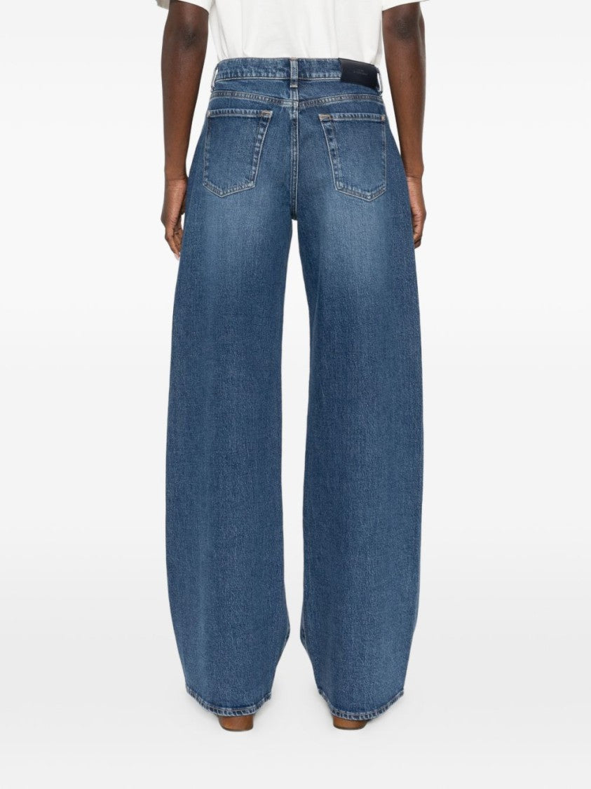 Seven Wide-Leg Denim Jeans With Stud Detailing And Classic Design