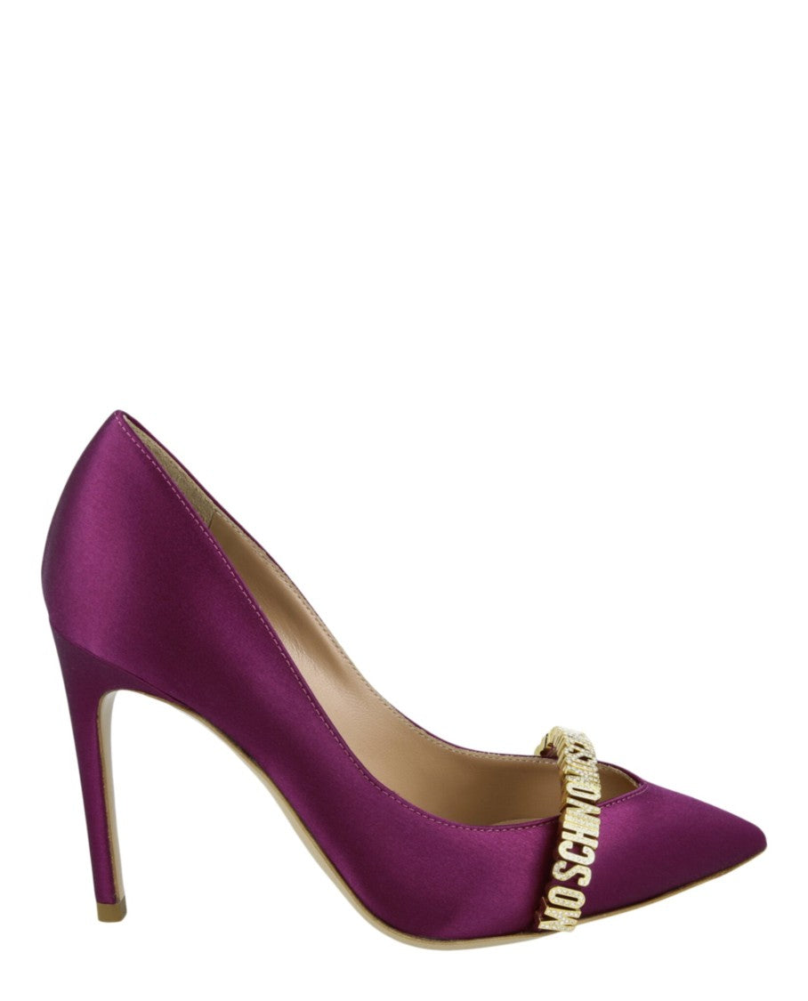 Moschino Logo Lettering Satin Pumps