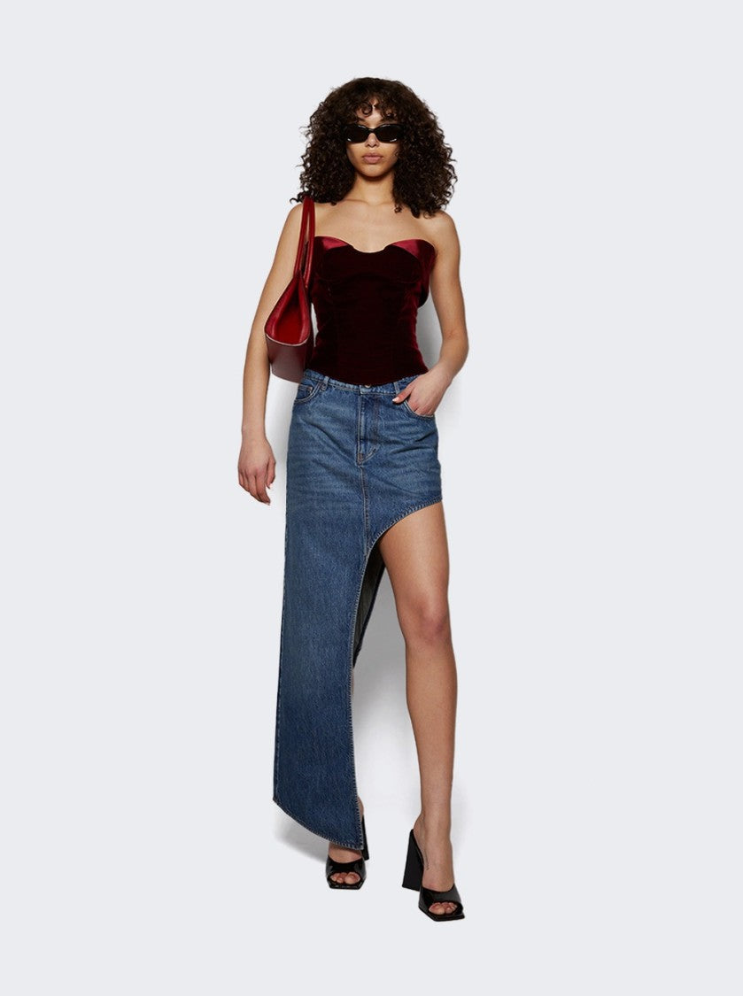 Coperni One Leg Denim Skirt Blue