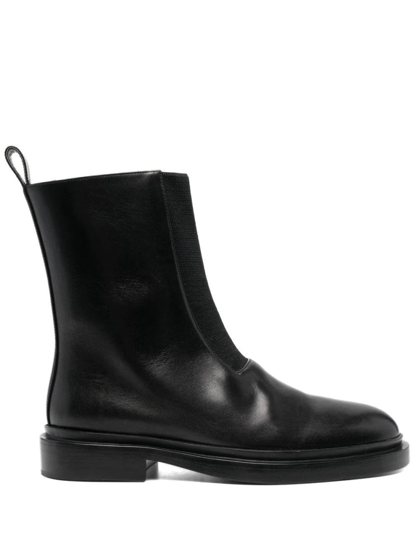 Jil Sander Refined Black Leather Ankle Boots With Minimalist Design