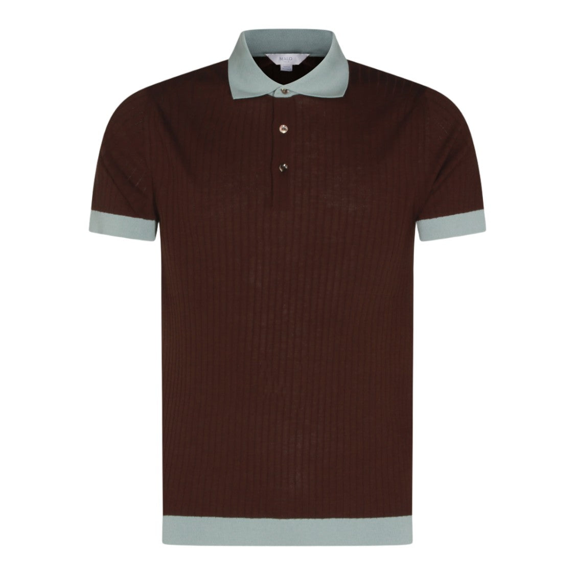 Malo Ribbed Polo Shirt With Mint Green Accents
