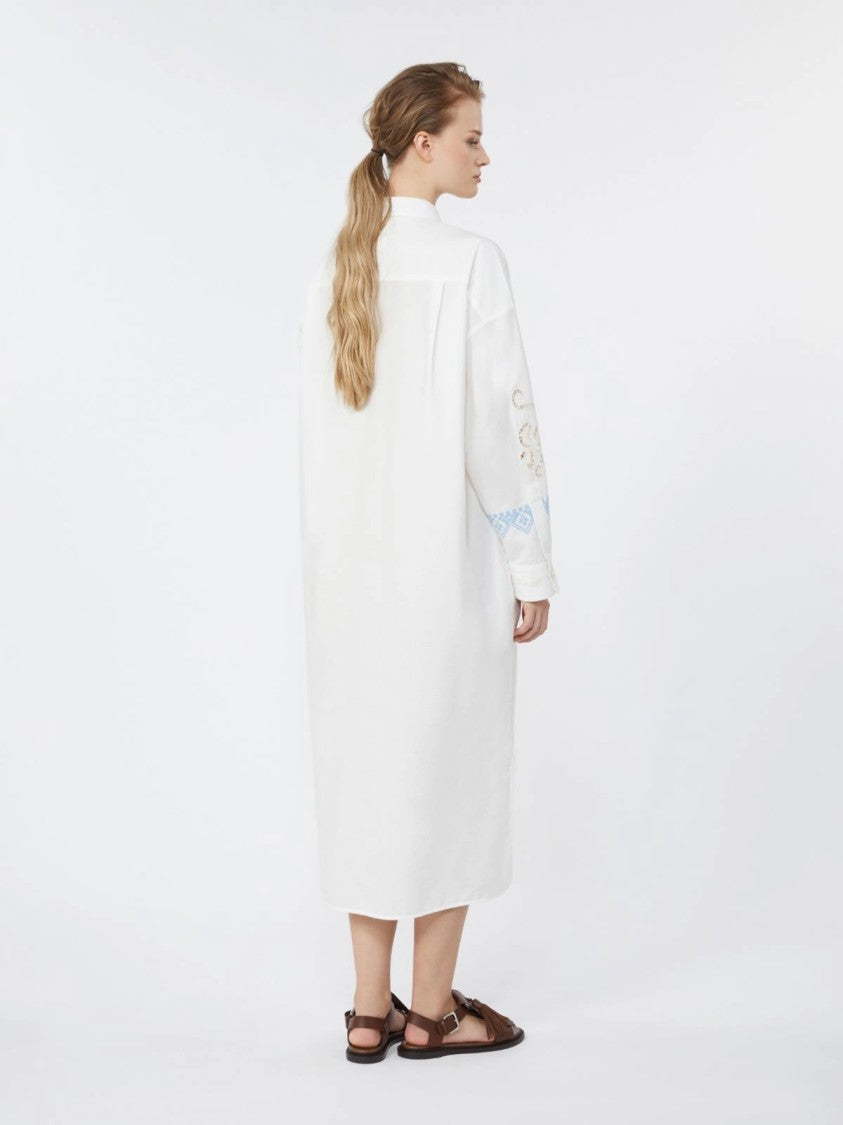 Max Mara Loose-Fitting Shirt Dress With Embroidered Patterns