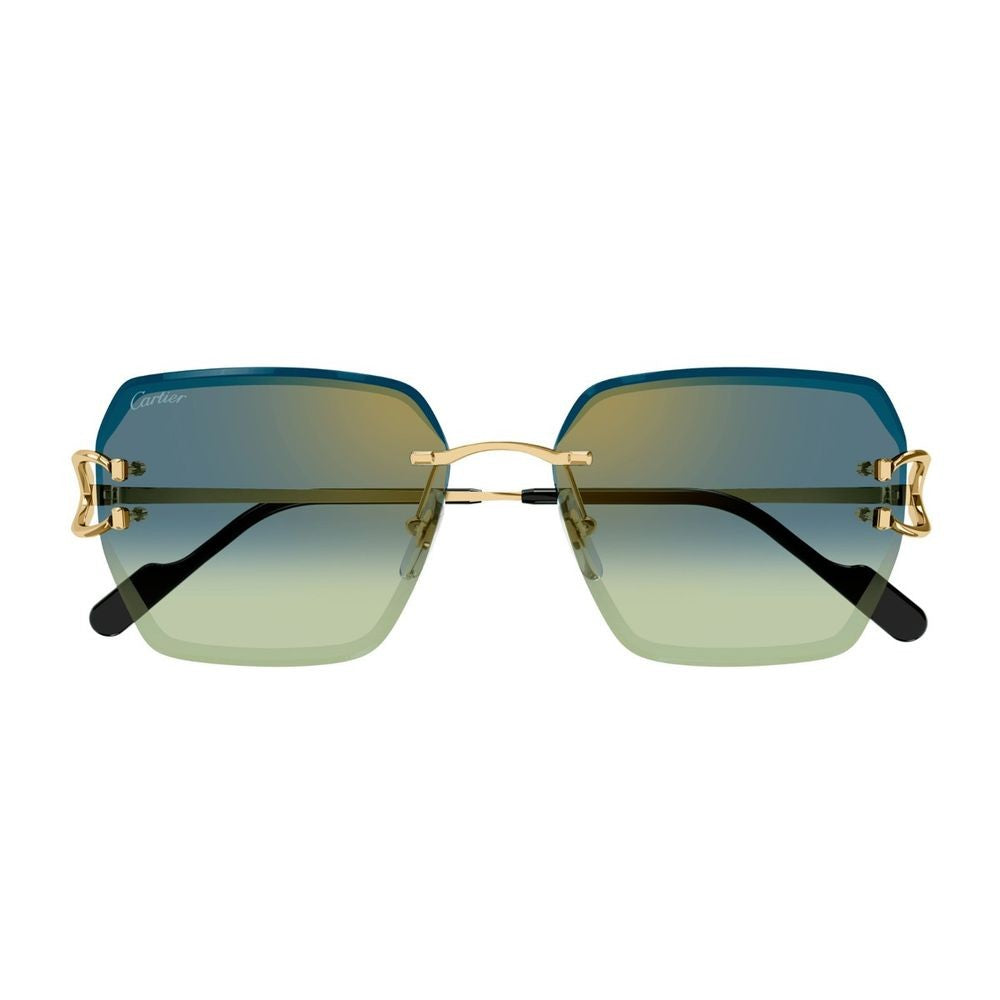 Cartier Gold-Tone Rimless Oversized Square Sunglasses