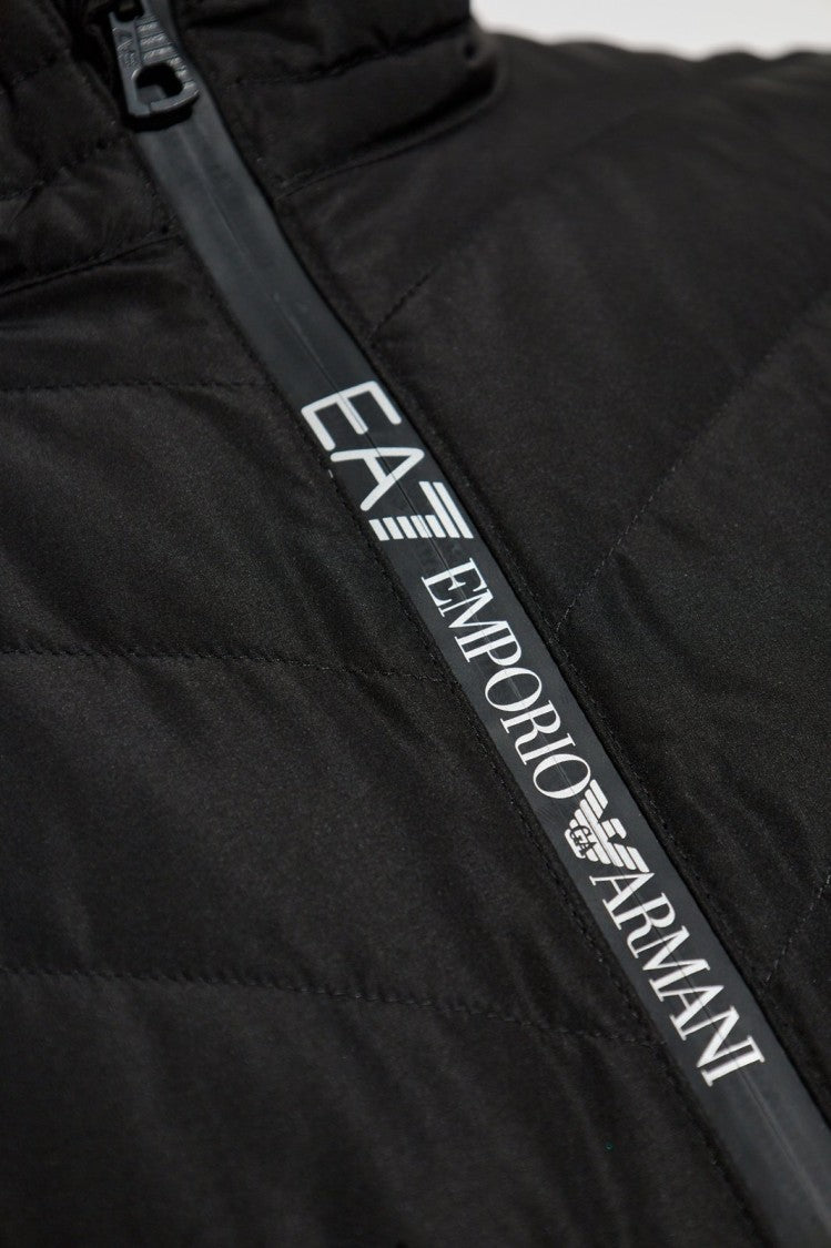 Ea7 Emporio Armani Quilted Black Down Waistcoat With High Collar