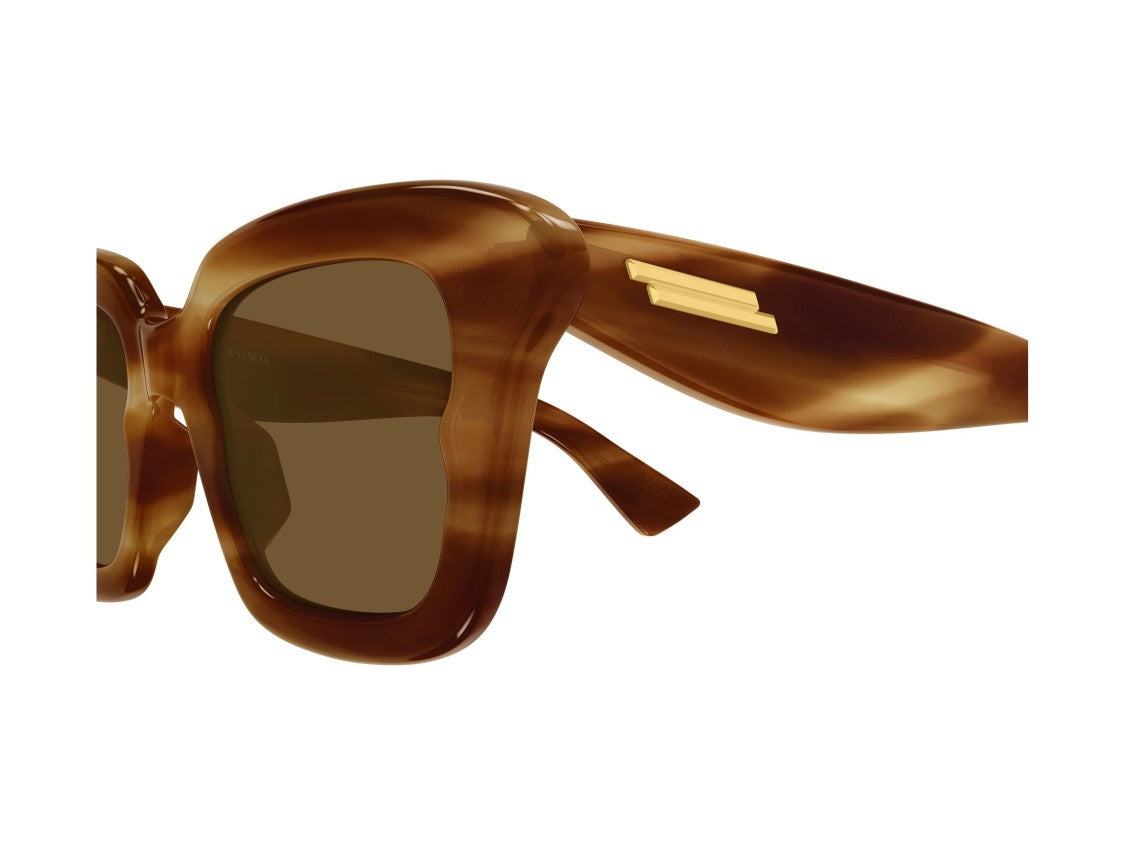 Bottega Veneta Bv1493s Gold Accent Oversized Tortoiseshell Square Sunglasses