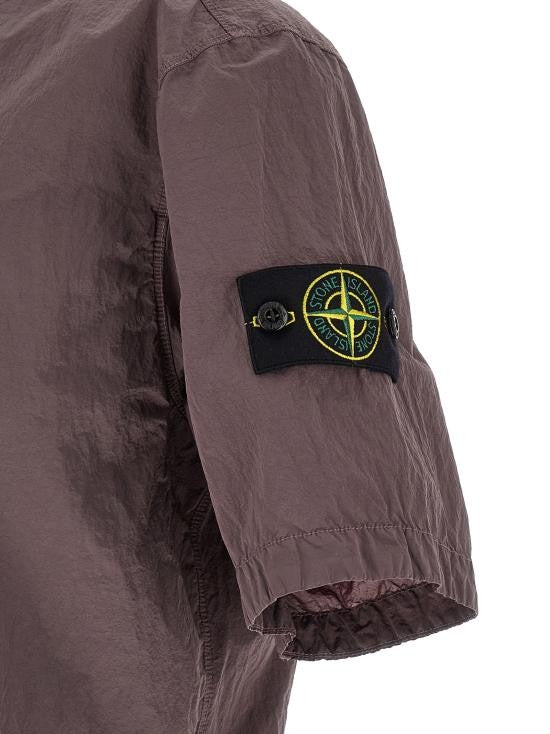 Stone Island Short-Sleeve Shirt With Zippered Pocket And Relaxed Fit