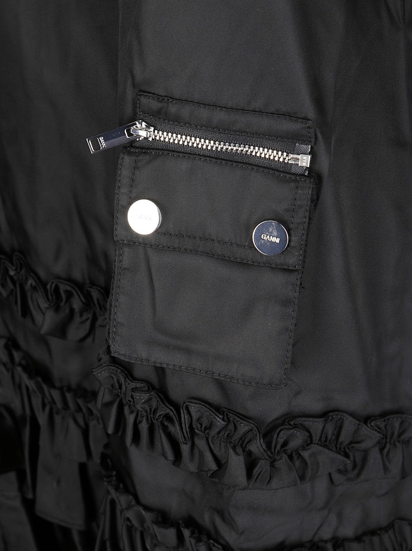 Ganni Ruffled Mini Dress With U-Neckline