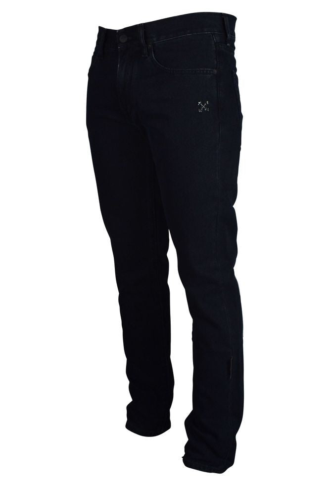 Off-White Slim Fit Black Denim With Iconic Arrows