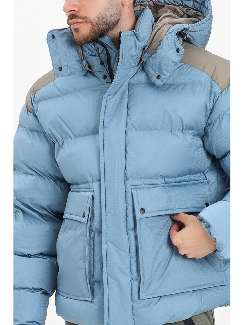 Napapijri Light Blue Removable Hood Polyamide Down Jacket