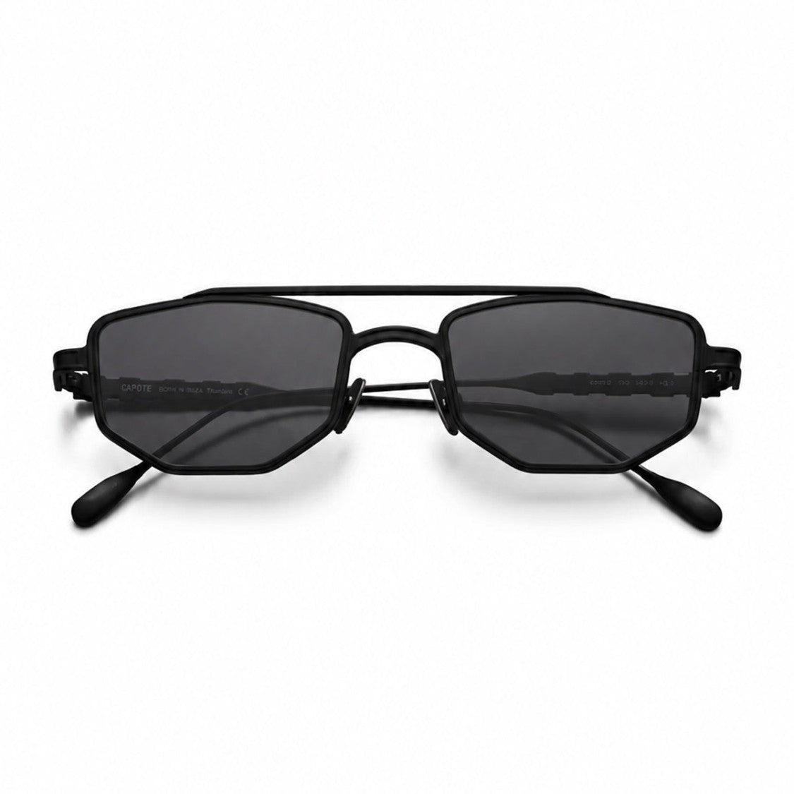 Capote Eyewear Black Cc012 Geometric Rectangular Double Bridge Sunglasses