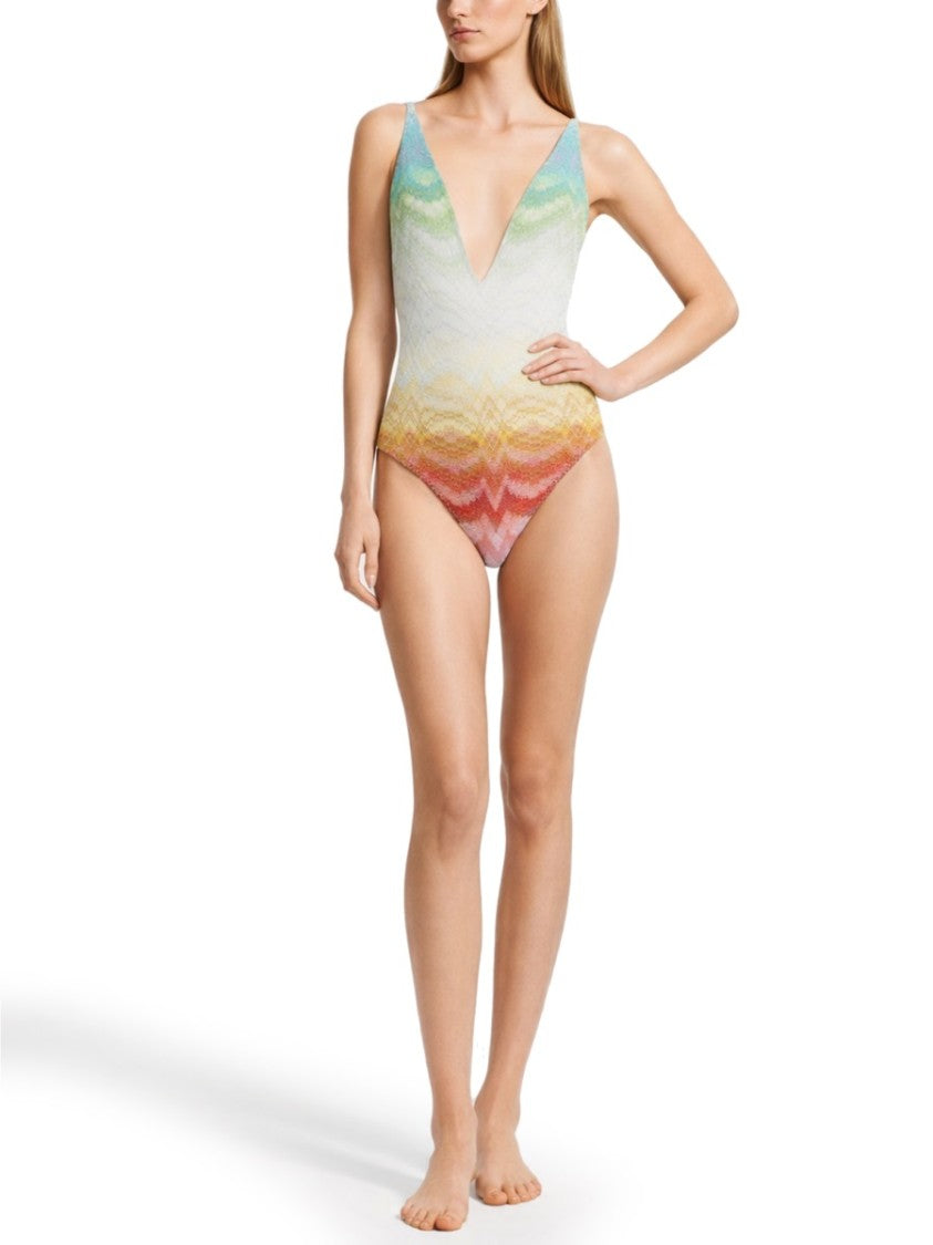 Missoni Gradient Zigzag Viscose-Blend Crisscross One-Piece Swimsuit