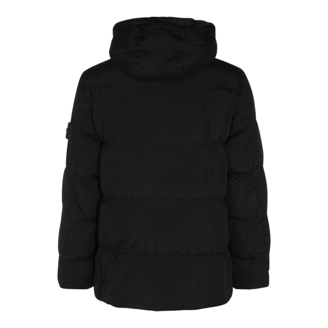 Stone Island Quilted Black Padded Coat With High Collar