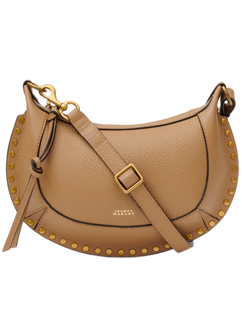 Isabel Marant Crescent-Shaped Brown Shoulder Bag With Gold-Tone Studs