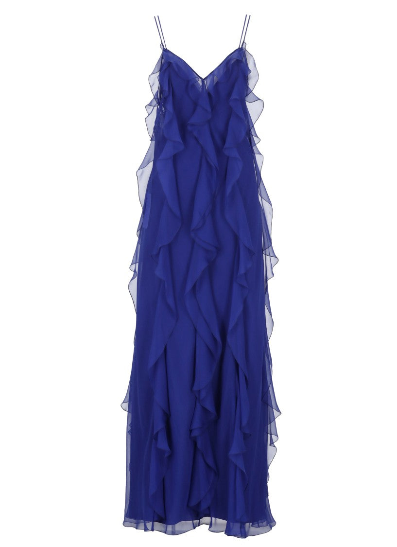 Alberta Ferretti Blue Silk Dress
