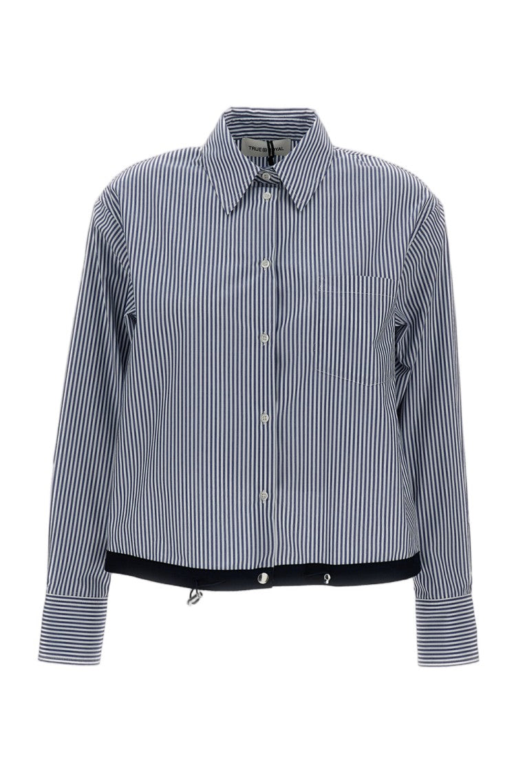 True Royal Cropped Shirt With Vertical Blue