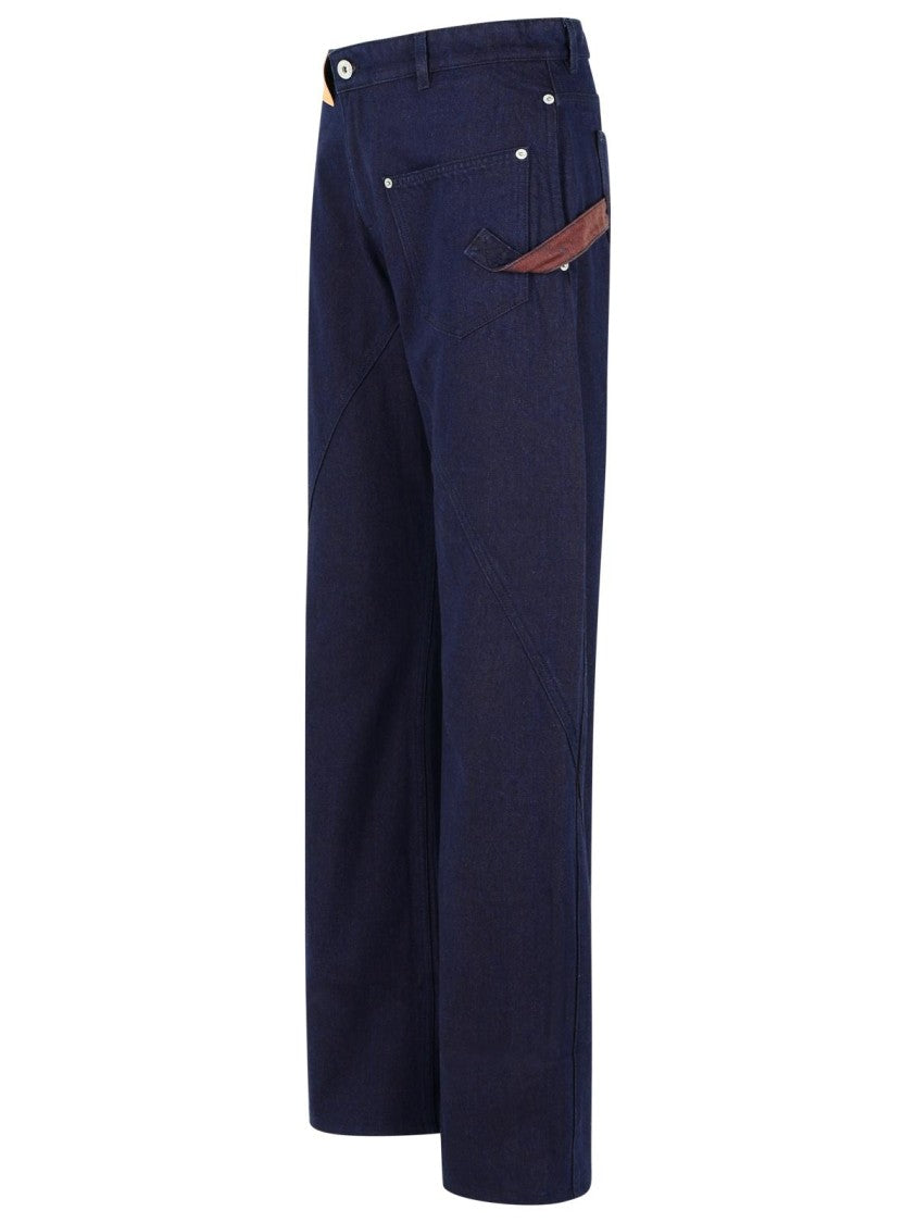 J. W. Anderson Workwear' Cotton Pants With Blue Twisted Leg