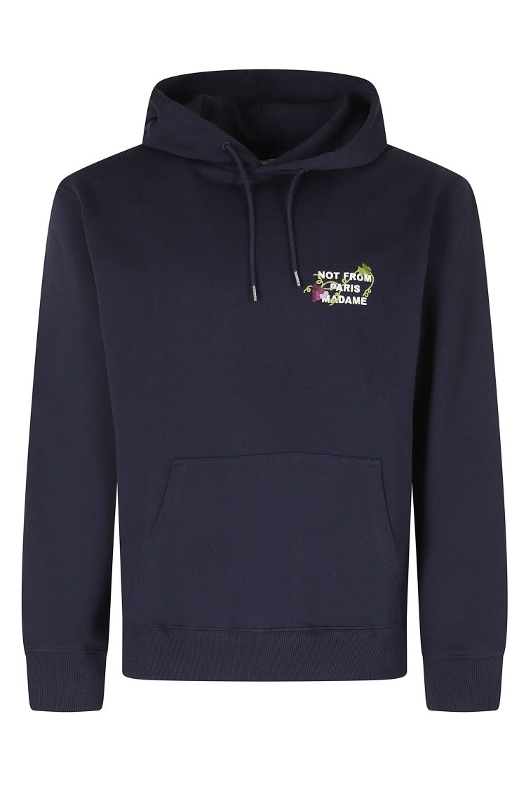 Drôle De Monsieur Blue Vine Embroidered Slogan Cotton Hoodie
