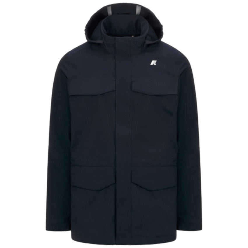 K-Way Medium-Length Jacket With Three-Layer Texture