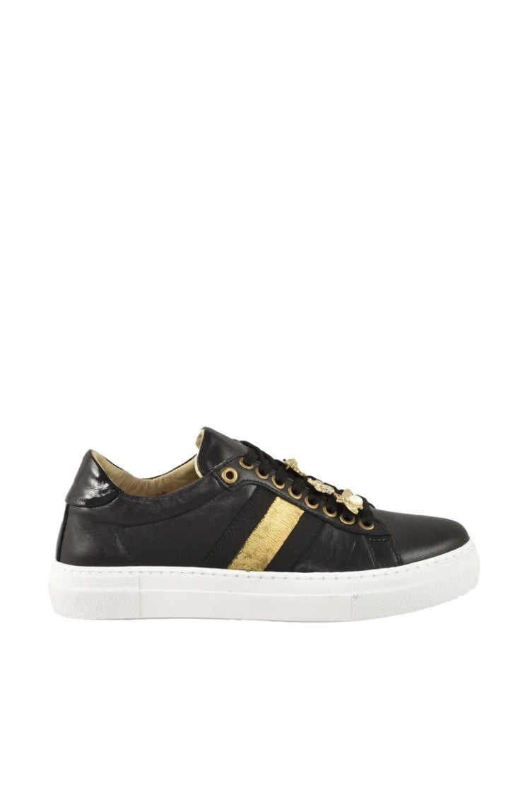 Twelve Style Division Leather Sneakers - Black/Gold