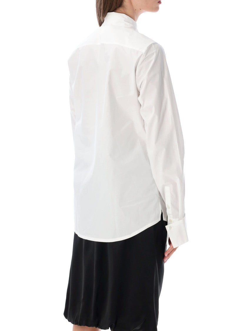 7 For All Mankind Bow Structured Cuffs Tie-Neck Shirt