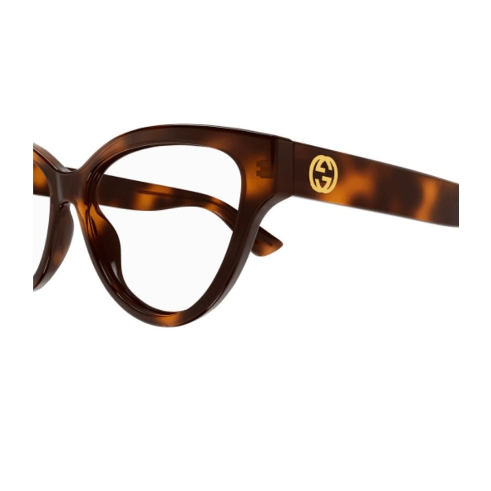 Gucci Gg1581o Gg Logo Line Havana Acetate Cat-Eye Eyeglasses