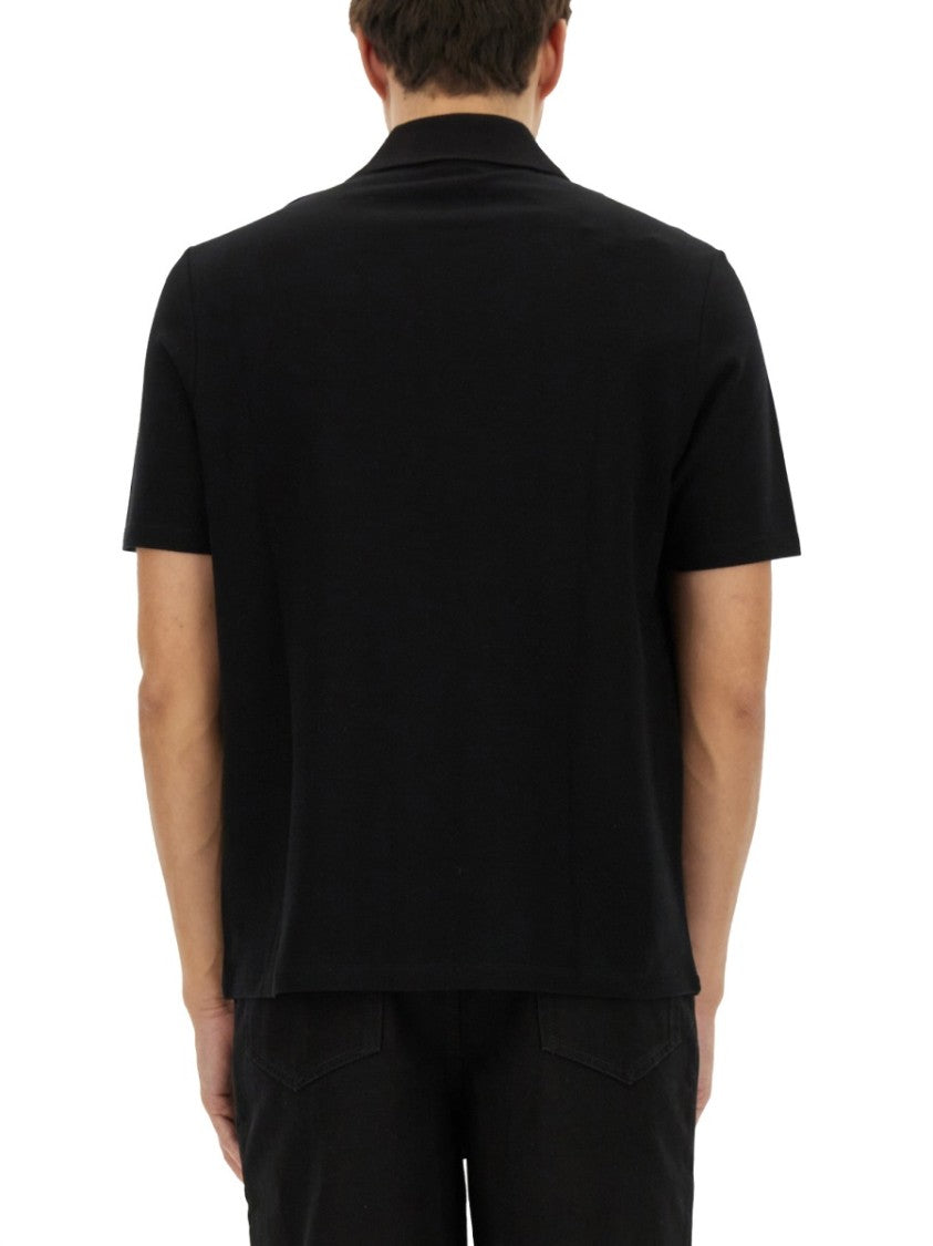 Balmain Black Polo Shirt With Zippered Collar