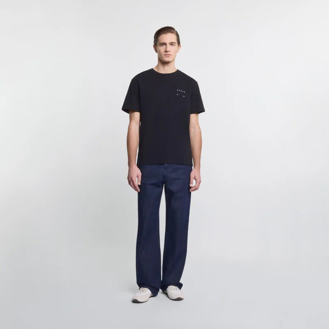 Hogan Minimalist Black T-Shirt With Calfskin Blend