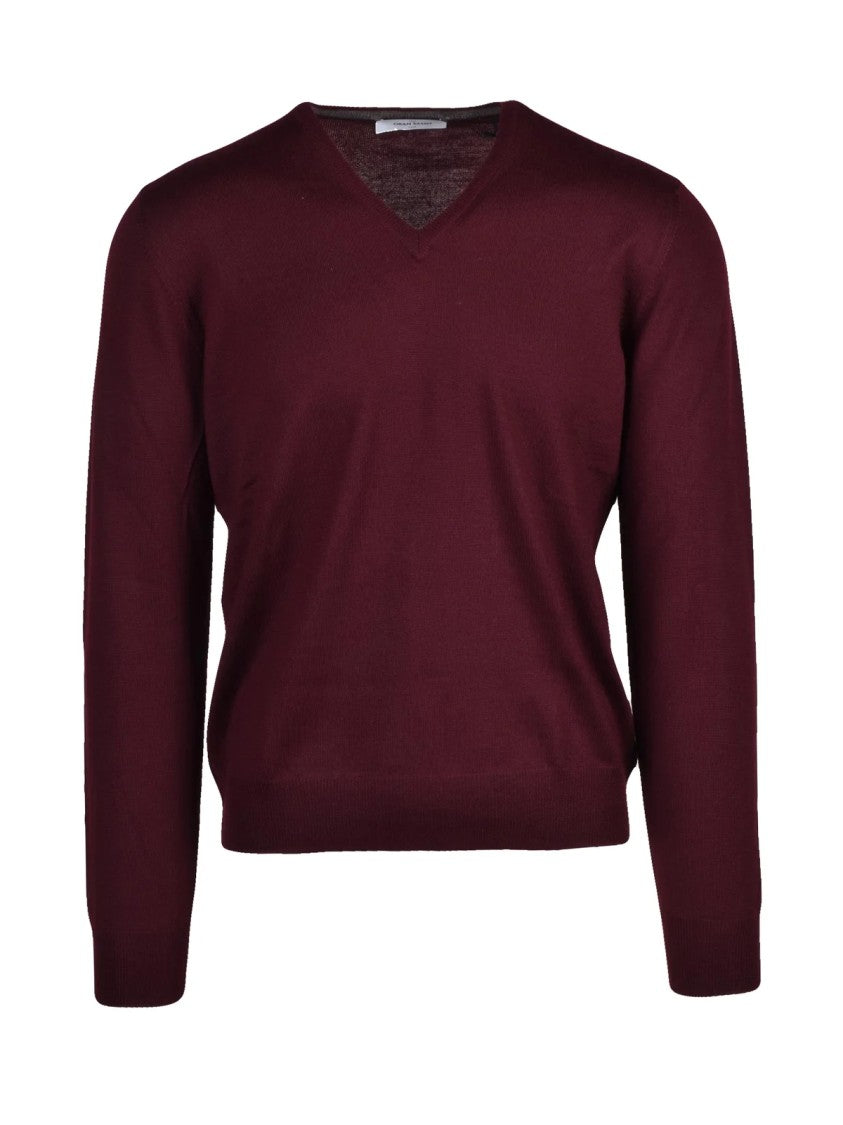Gran Sasso Classic V-Neck Sweater In 100% Virgin Wool