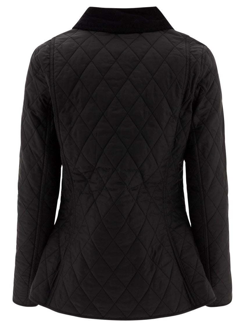 Barbour Quilted Jacket With Diamond Design And Corduroy Collar