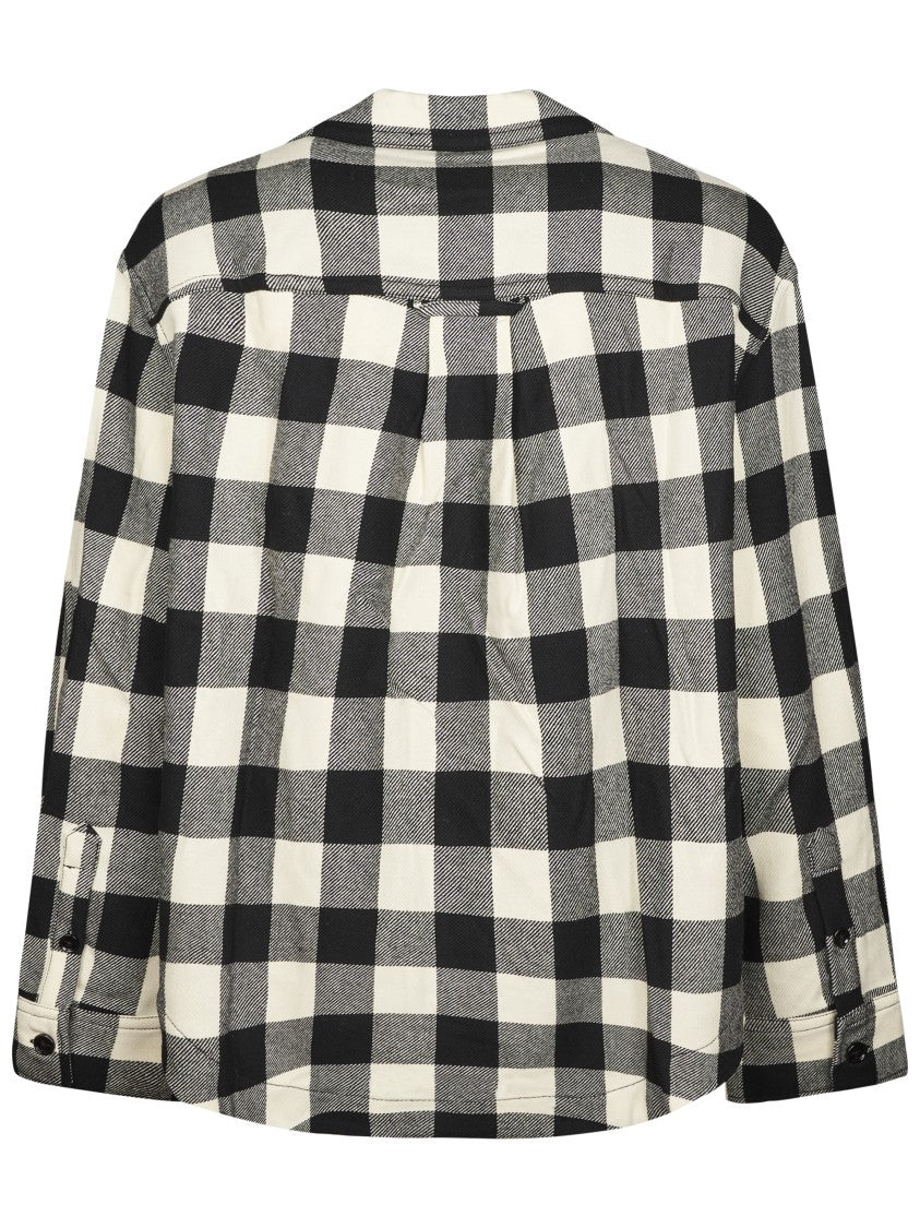 Ami Paris Checkered Overshirt With Wide Camp Collar And Patch Pockets