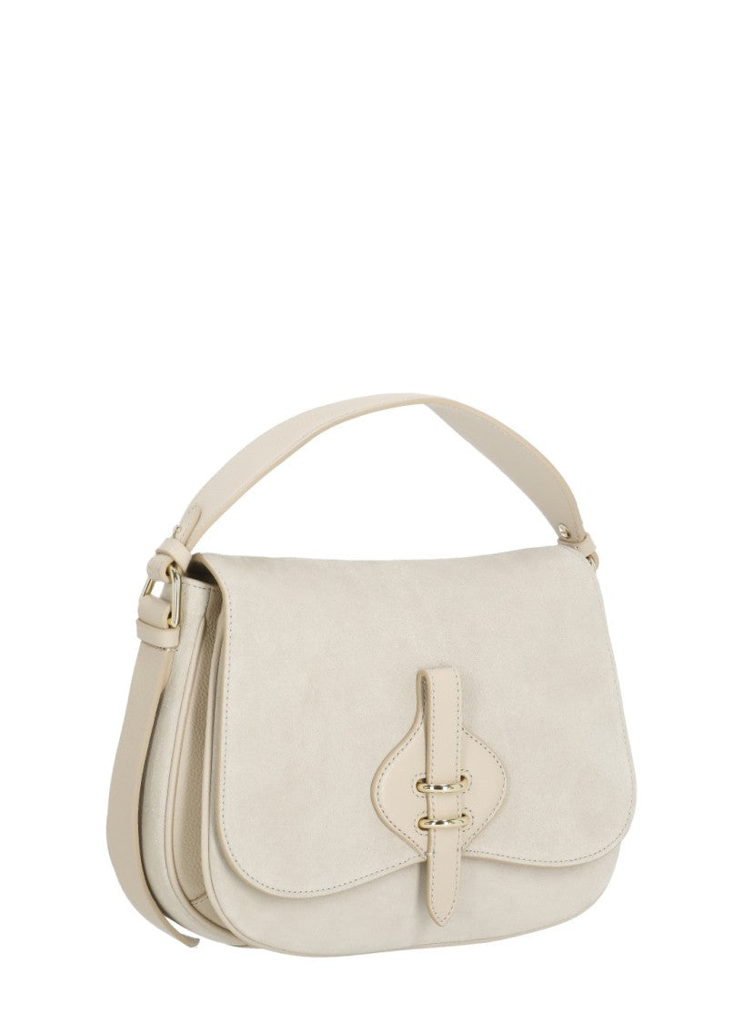 Coccinelle Medium Suede Leather Shoulder Bag With Gold-Tone Details