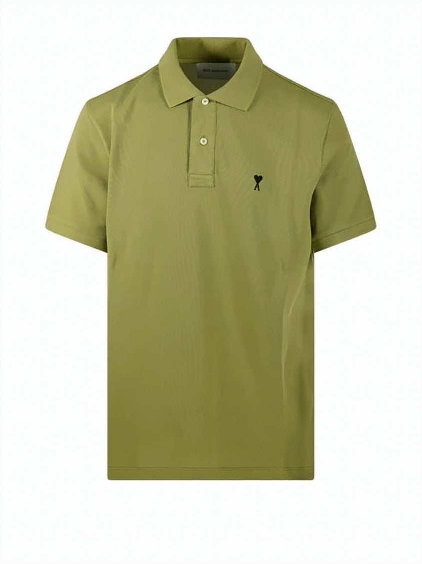 Ami Paris Short-Sleeve Polo Shirt With Heart Logo Detail