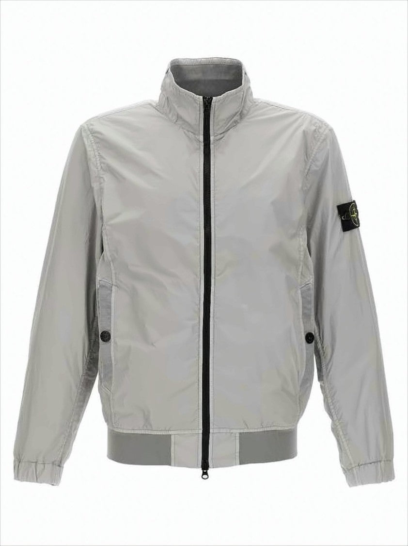 Stone Island High Collar Lightweight Jacket With Minimalist Design