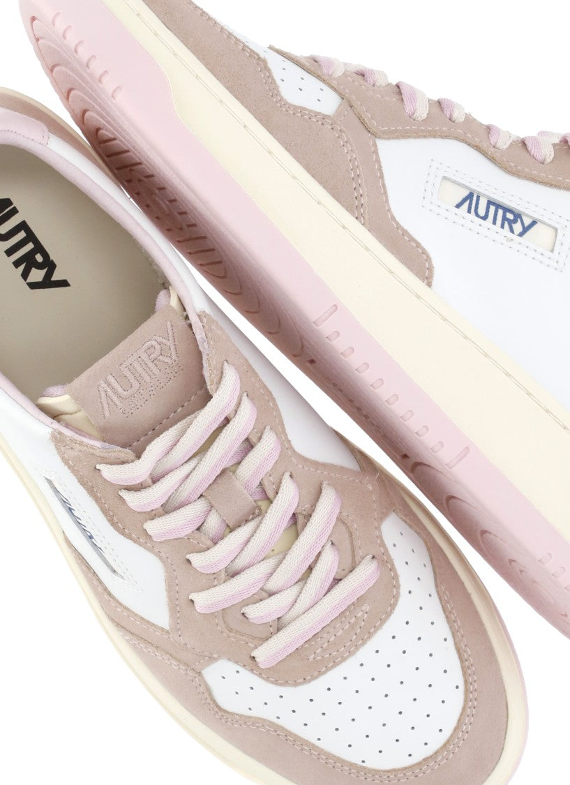 Autry White Medalist Low Suede-Blend Sneakers
