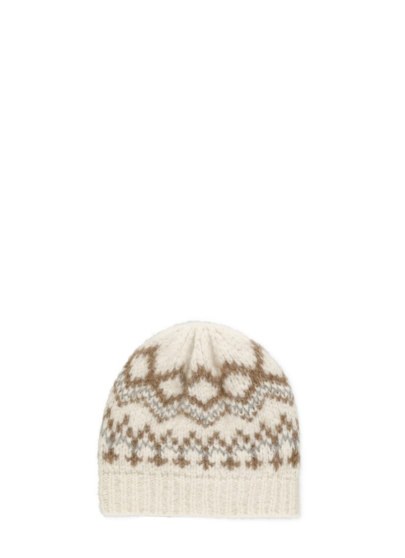 Peserico White Patterned Beaded Hat