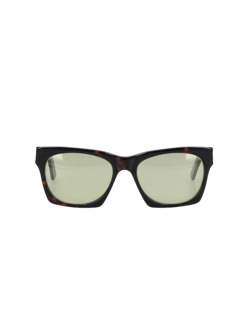 Facehide Rectangular Brown Acetate Sunglasses With Light Green Lenses
